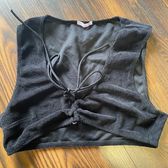 Savage X Fenty 70’s Sleeveless Crop Top w/Tie Front & Matching High Waist Bottom - Picture 4 of 16